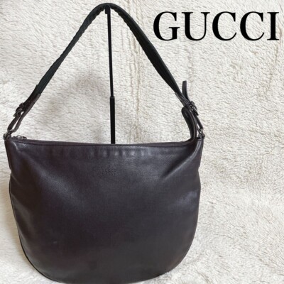 GUCCI Half Moon Leather Shoulder Bag Brown | eBay
