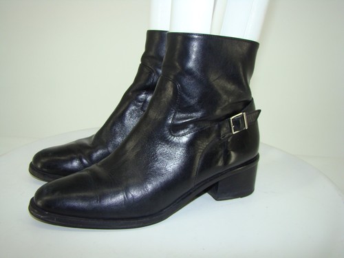 LAUREN RALPH LAUREN WOMENS BLACK LEATHER ANKLE BOOTS OLIVIA SIZE 8B C123 - Picture 3 of 10
