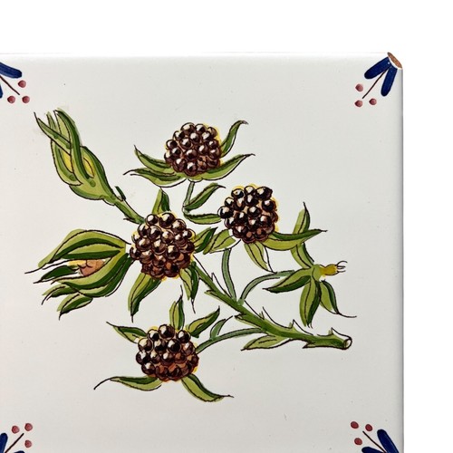 VTG Hand Painted Spanish Ceramic Tile Wall Art Floral Decor 6in Made in Spain - Picture 3 of 11