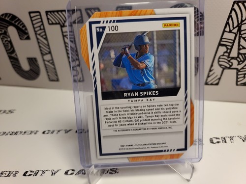 Ryan Spikes 2021 Elite Extra 🔥 Auto Blue #d /87 Die-Cut 🔥 Rays Prospect - Picture 2 of 2