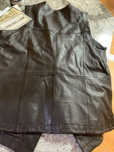 NWT Braefair DARK BROWN Leather Vest Button Up Motorcycle Biker Western Sz 12 - Picture 10 of 11
