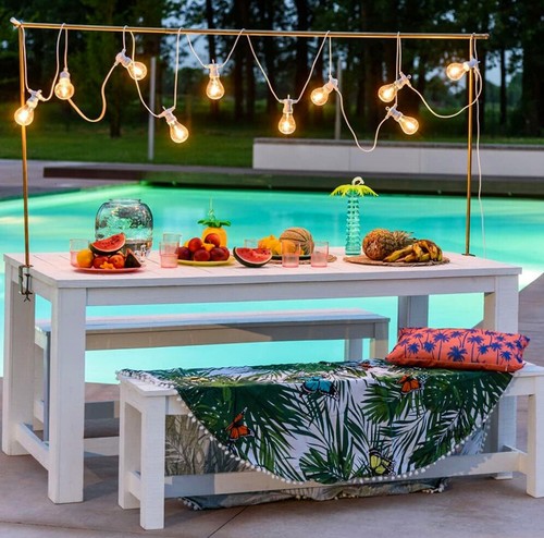 Catena luminosa 15m 15 lampade E27, luci decorative prolungabile IP54 - Foto 7 di 30