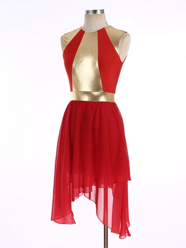 Women's Praise Dance Dress Metallic Gold Asymmetric Worship Liturgical Costume - Bild 12 von 60