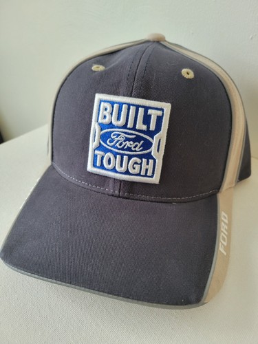 NEW Hat Ball Cap - Navy Blue w/ Tan Embroidered "Built Ford Tough" Emblem / Logo - Picture 2 of 8