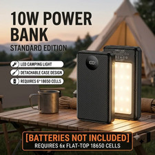 DIY 6x18650 Battery Power Bank Case Dual USB-C Portable Charger Light