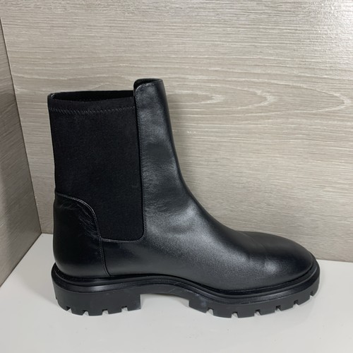 Stuart Weitzman Size 11B Black Leather Plain Toe Pull On Chelsea Boots Chunky - Picture 5 of 10