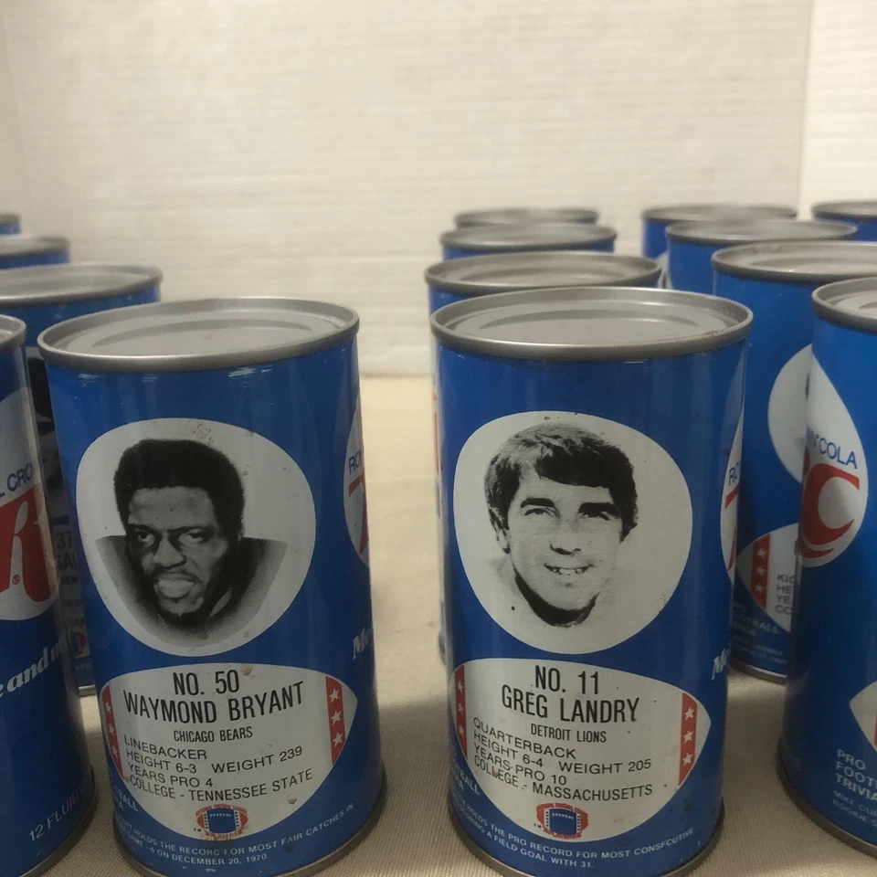 Latas de cola RC vacías de colección años 70 sin abrir. Lote de 23 equipos de fútbol americano y fotos de la NFL Foto 3 de 4