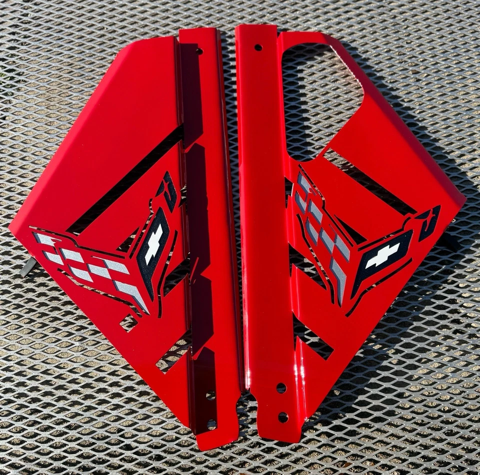 2020/2024 CORVETTE C8 ENGINE PANELS Chevy Edition Torch Red - Image 3 of 4