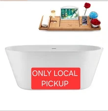 ✨️ Streamline54 in. x 29 in. Acrylic Freestanding Soaking Bathtub  Glossy White