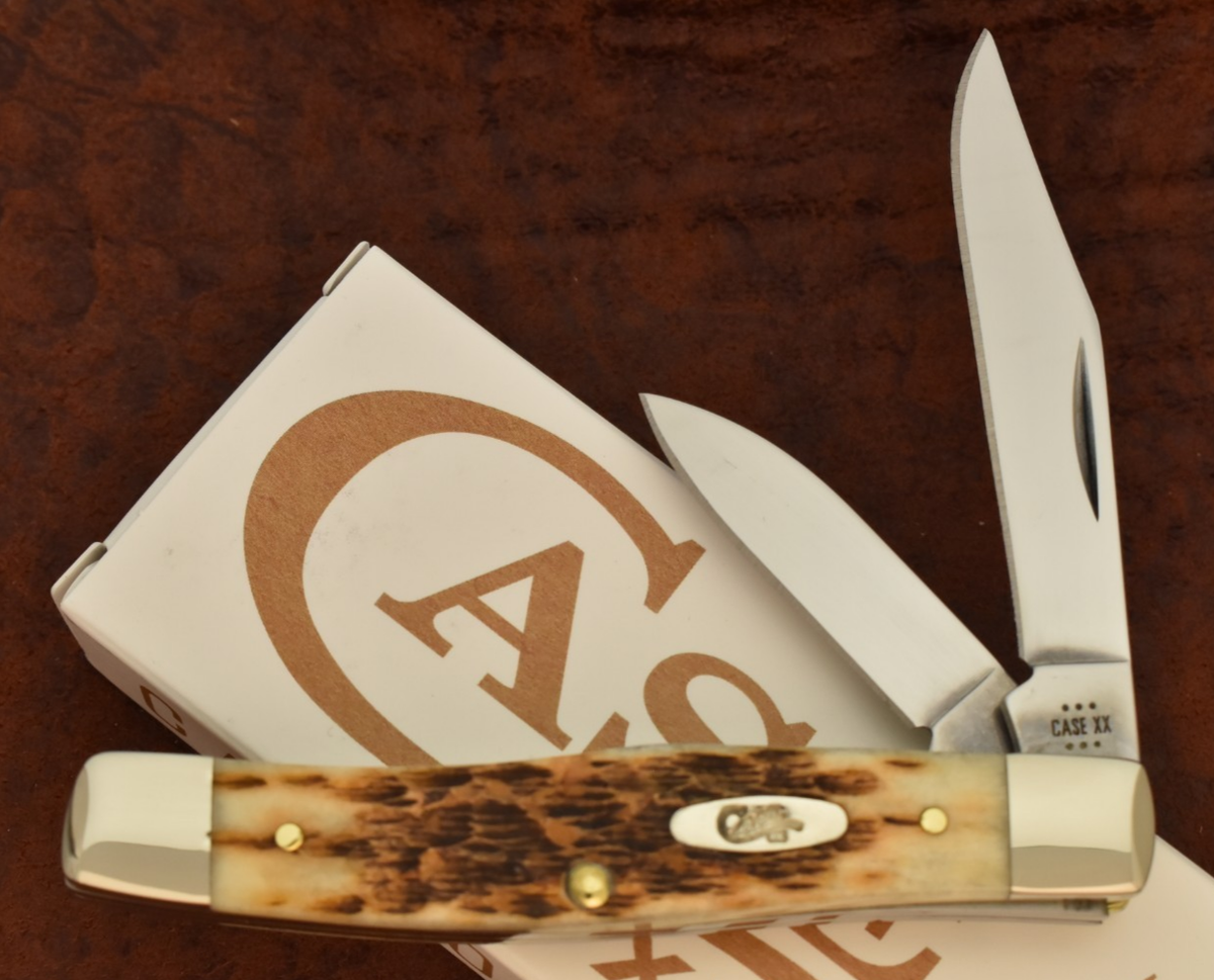 CASE XX USA 2024 CARBON STEEL AMBER JIGGED BONE JACK KNIFE 62032