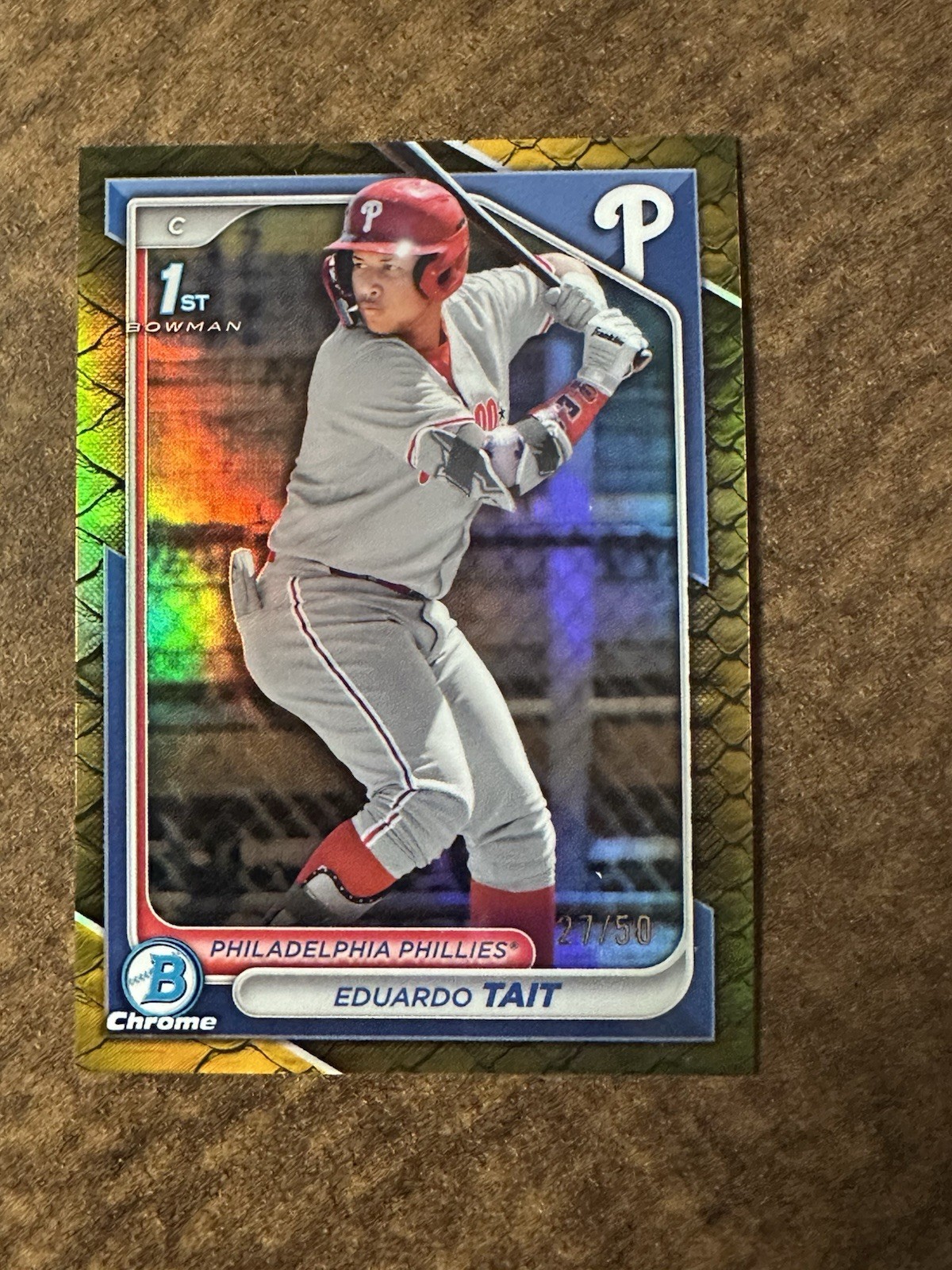 EDUARDO TAIT 2024 1st Bowman Chrome #BCP-164 GOLD Reptilian REFRACTOR /50 RC