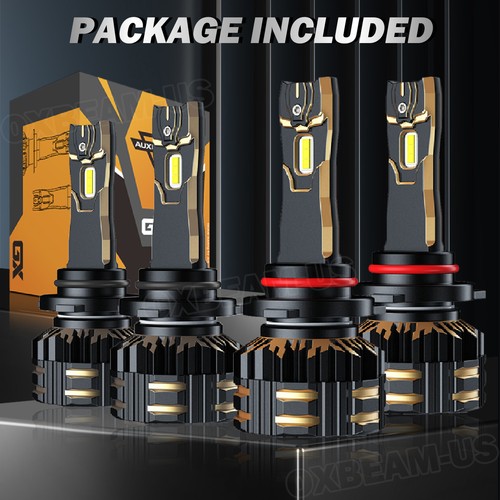 AUXBEAM 9005 High & 9006 Low Beam LED Combo Headlight 4 Bulbs Super Bright White - Picture 13 of 21