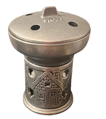 Calentador de cera de peltre Carson de colección quemador de tarta casa de campo decoración EE. UU. Freeport PA