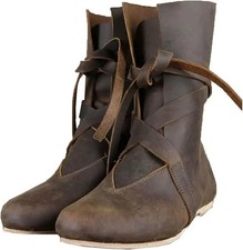 Medieval Retro Boots Shoes, Pirate Boots Renaissance Leather Shoes, LARP, SCA