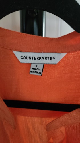 Counterparts Top Women's L Orange 3/4 Sleeves Lightweight - Picture 3 of 12