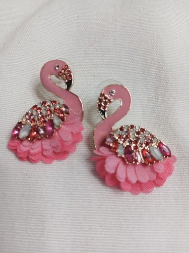 Pendientes perforados Sugarfix By Baublebar Flamingo esmalte y pedrería - Imagen 2 de 7