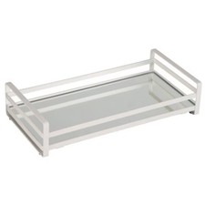 Flat Wire Over the Tank Vanity Tray White -Home Details: Iron Bathroom Organizer