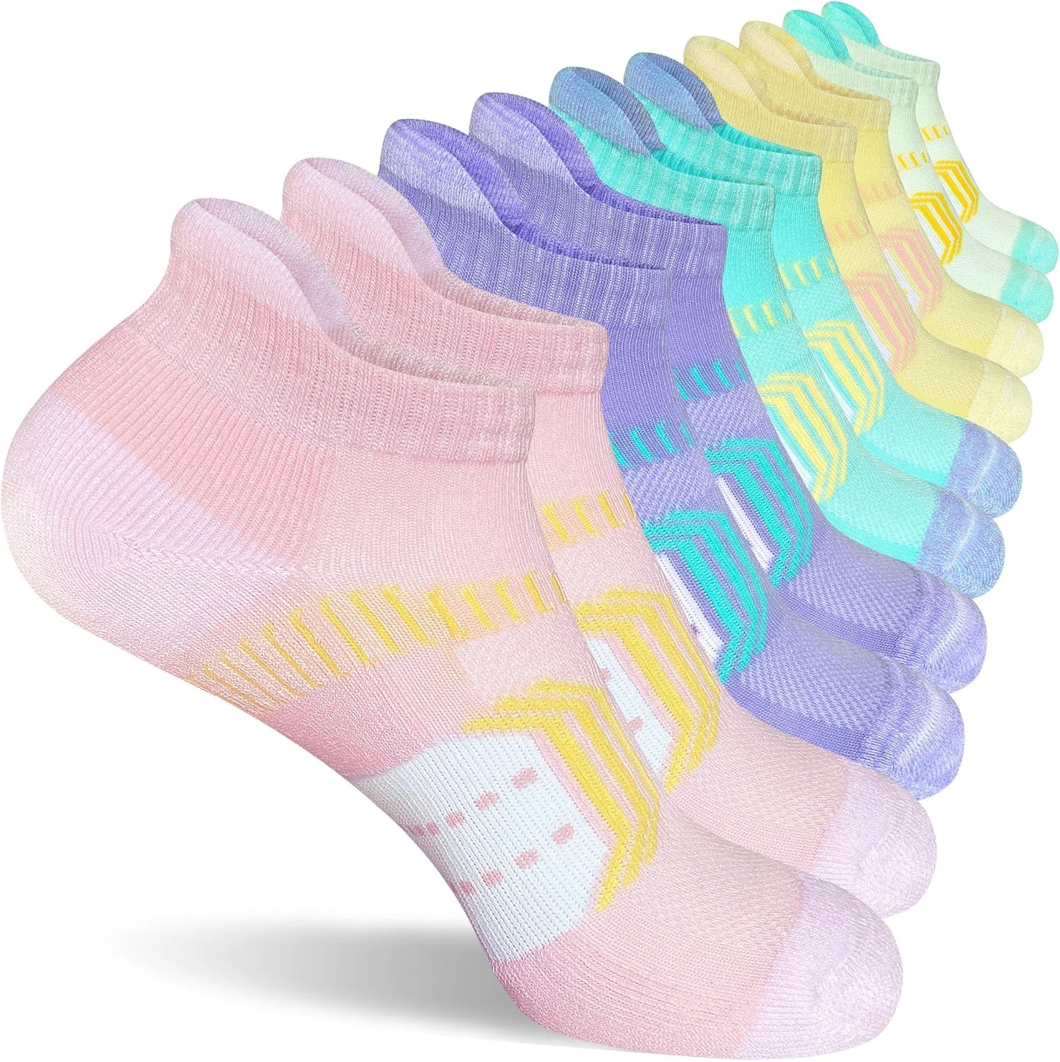 5 Pair Womens Athletic Cushioned Anti-Blister Comfort Running Ankle Socks-9-11sz