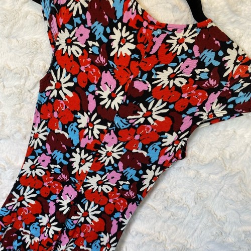 Mini vestido tejido acanalado Free People rojo floral XS Key To Your Heart para mujer - Imagen 8 de 8