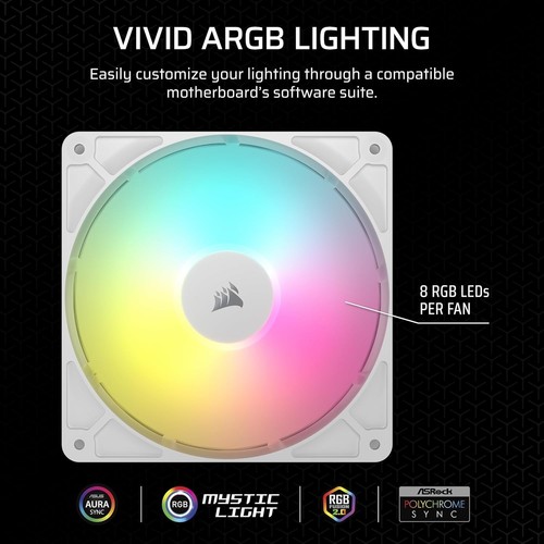 Corsair RS140 ARGB 140mm PWM Lüfter Low Noise - Doppelpack - Weiß *NEU DMG BOX* - Bild 9 von 11