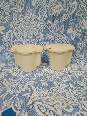 Vintage Tupperware Creamer & Sugar Bowl Set Both w/Flip Top Lids 577-10 & 574-11