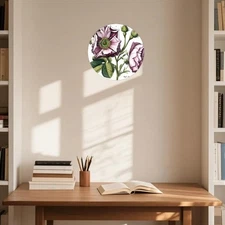 1pc Victorian Rose Garden Print Round Aluminum Wall Art - Classic Floral Design