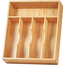 Bamboo Kitchen Drawer Organizer 11 Inch Silverware Utensils Tray Holder