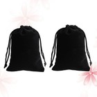 2 Pcs Drawstring Pouches Black Flannel Bags for Jewelry Gift Size L