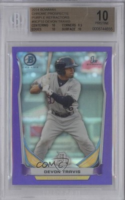 2014 Bowman Prospects Chrome Retail Purple Refractor Devon Travis BGS 10 0c3