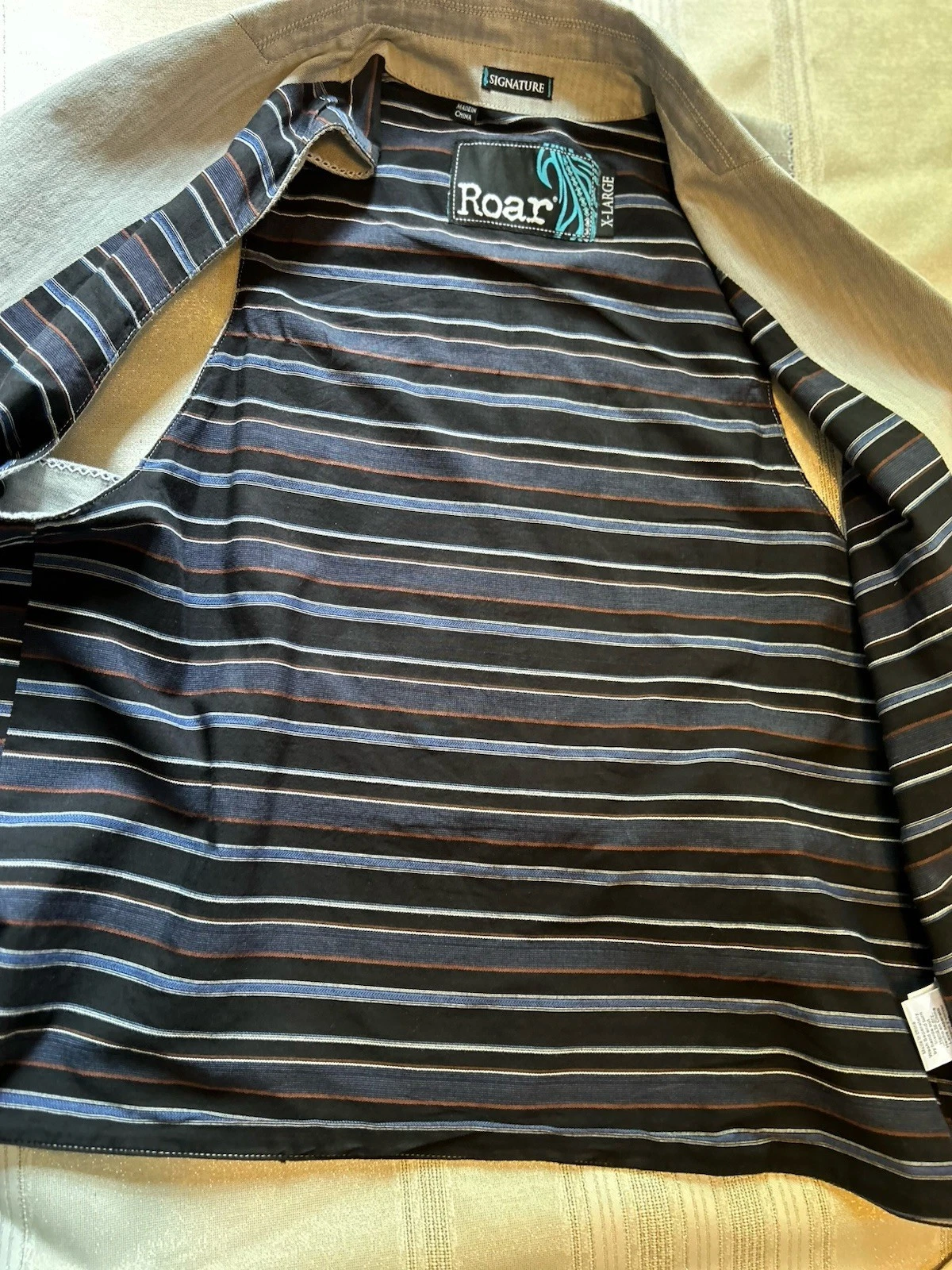 Roar Men’s Size XL Cotton Vest Quilted Back Striped Lined Adjustable Back Belt - product detail image 12