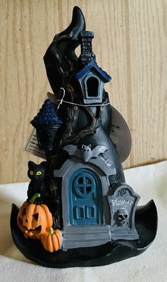 New Seasonal Collection Halloween Light Up Witch Hat House LED Village Decor NWT