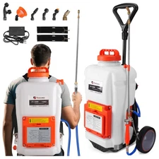 Toovem Battery Powered Backpack Sprayer 4 Gallon, Adjustable 0-94 PSI, 4FT Ho...