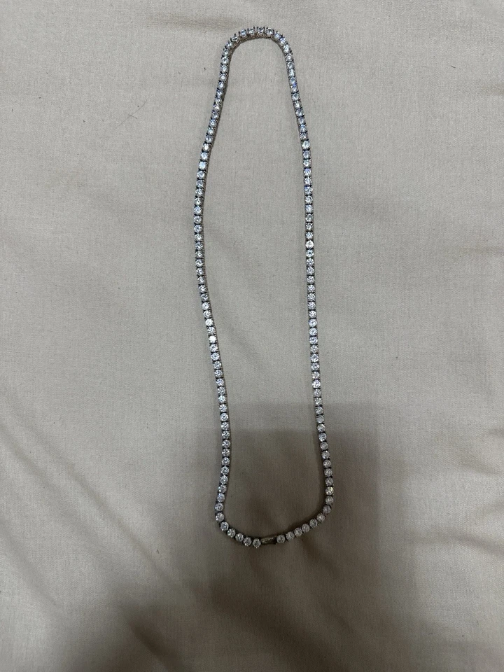 Tennis Necklace Silver Stainless Steel 3mm Cubic Zirconia - Image 2 of 3