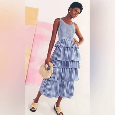 Rhode Nia Toulouse Gingham tiered ruffle dress size 14