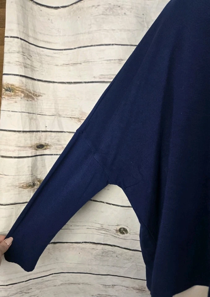 Sudadera Pullover Helmut Lang Azul Marino Polar M Top Asimétrico De Gran Tamaño Foto 3 de 4