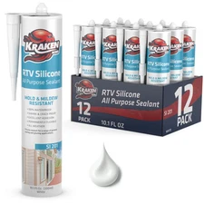 Kraken Bond RTV Silicone All Purpose, 10.1oz 12 Pack – White