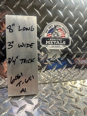 aluminum 3/4'' X 3'' X 8'' long new 6061 t-651 solid plate flat bar stock block #2