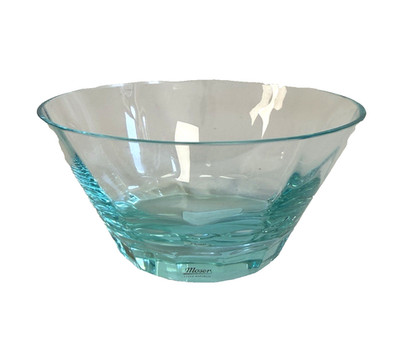 Moser Crystal Optic Bowl Aqua Blue Czech Crystal 4.75'' New w/ Tag