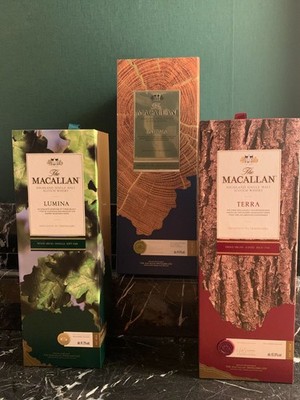 3x700ml The Macallan Scotch Whisky Single Malt, Lumina, Terra, Enigma