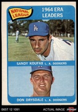 1965 Topps #8 Sandy Koufax / Don Drysdale NL ERA Leaders Dodgers HOF 3 - VG