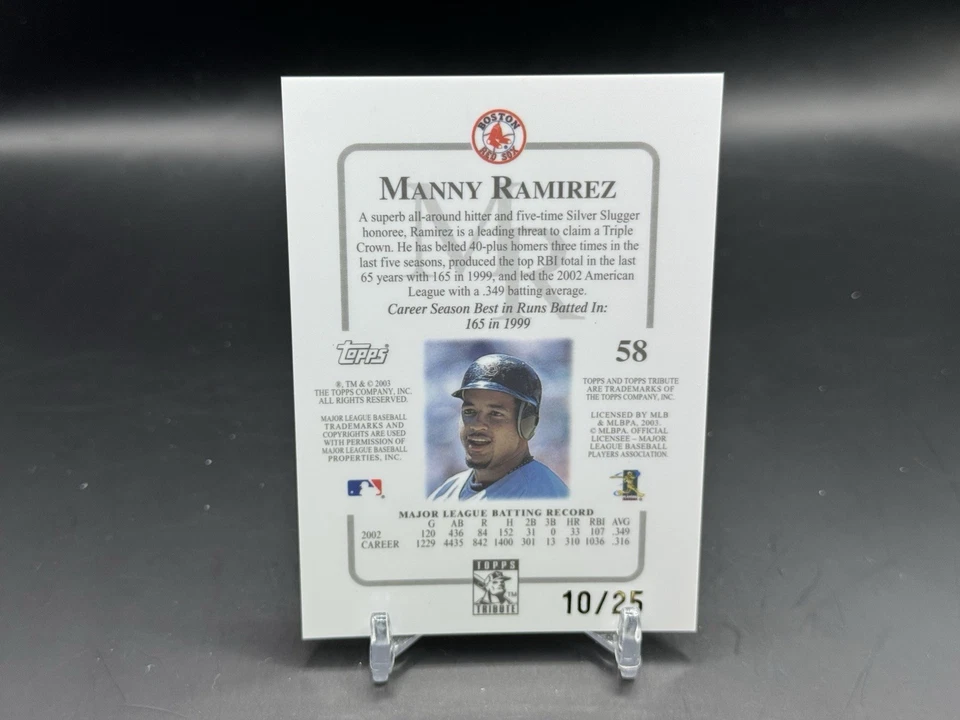 2003 Topps Tribute Contemporary Edition MANNY RAMIREZ Gold Parallel /25 RED SOX - Image 2 of 2