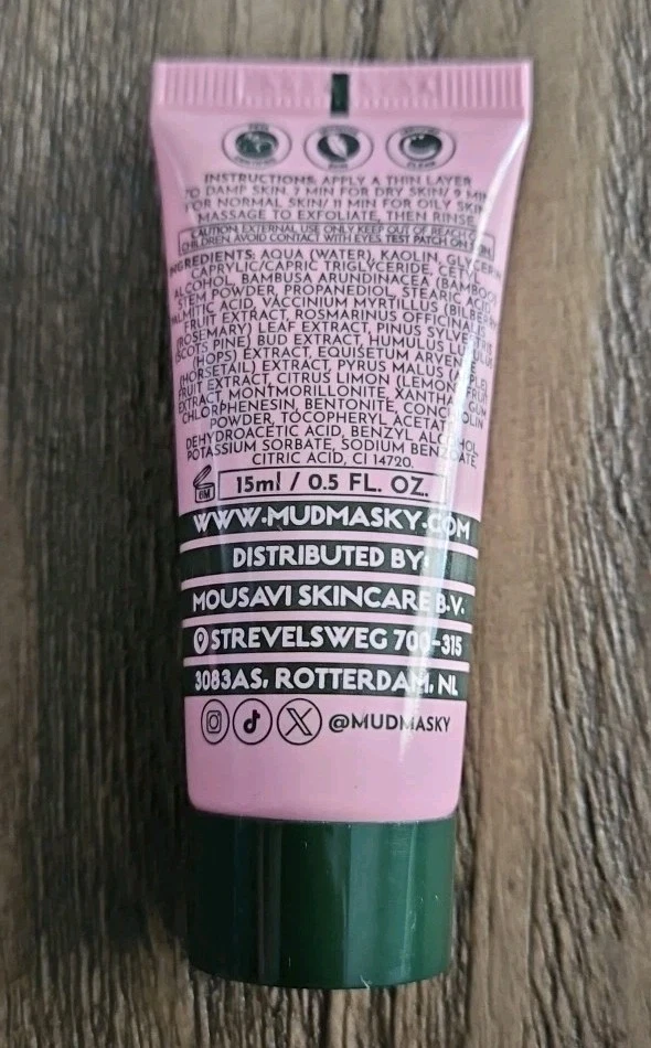 2X Mudmasky Pearl Polish Superglow Pink Clay Mask 15ml/0.5floz Travel Size NEW - Image 3 of 3