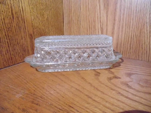 Vintage 8" Glass Butter Dish With Lid Wexford Anchor Hocking