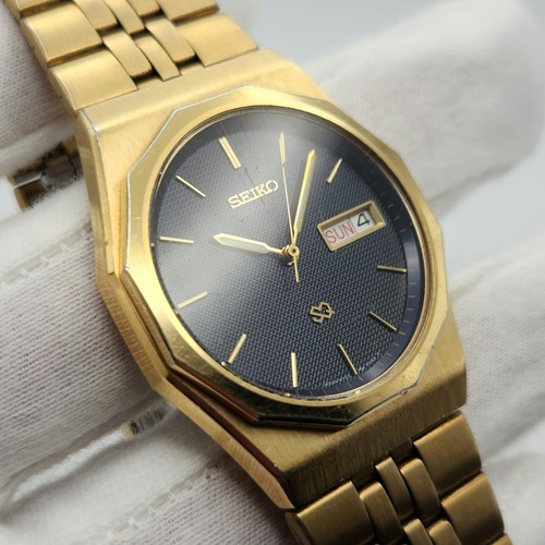 Seiko SQ Men's Vintage Day/Date Gold Tone Quartz Watch 5Y23-6A39 - Picture 7 of 14