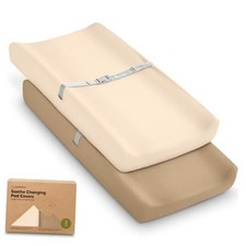 2-Pack Organic Changing Pad Covers for Girl, Boy, Neutral - 100 32"x16" Pecan