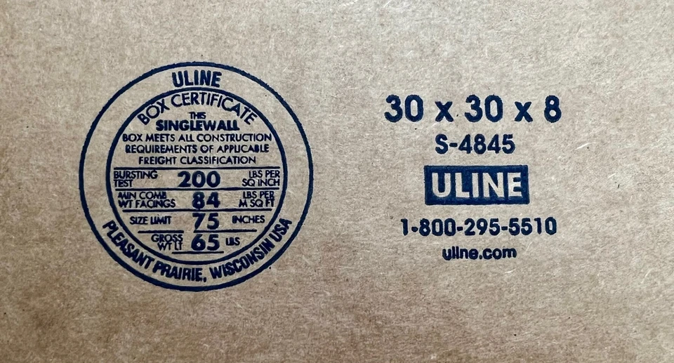 30" x 30" x 8"  CARDBOARD BOX - 200 lb -  SINGLE BOX - Image 2 of 4