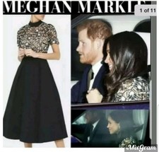 Self Portrait Black Lace Nightshade Midi Dress UK 10 Usa 6 Meghan Markle 