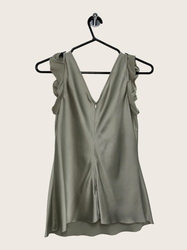 EMPORIO ARMANI Grey Silk Top L Used Good Condition Fashion Blouse - Picture 2 of 4