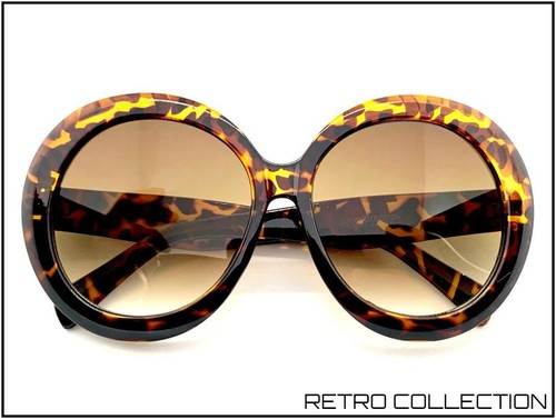 OVERSIZED EXAGGERATED Funky RETRO SUN GLASSES X-Large Huge Round Tortoise Frame - Picture 2 of 8