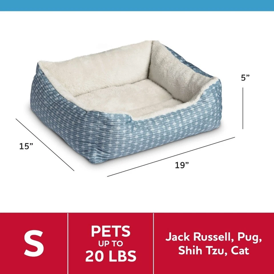 Cama portátil fofa de pelúcia para gatos e cães, azul e branca, 19 x 15" - Imagem 4 de 4